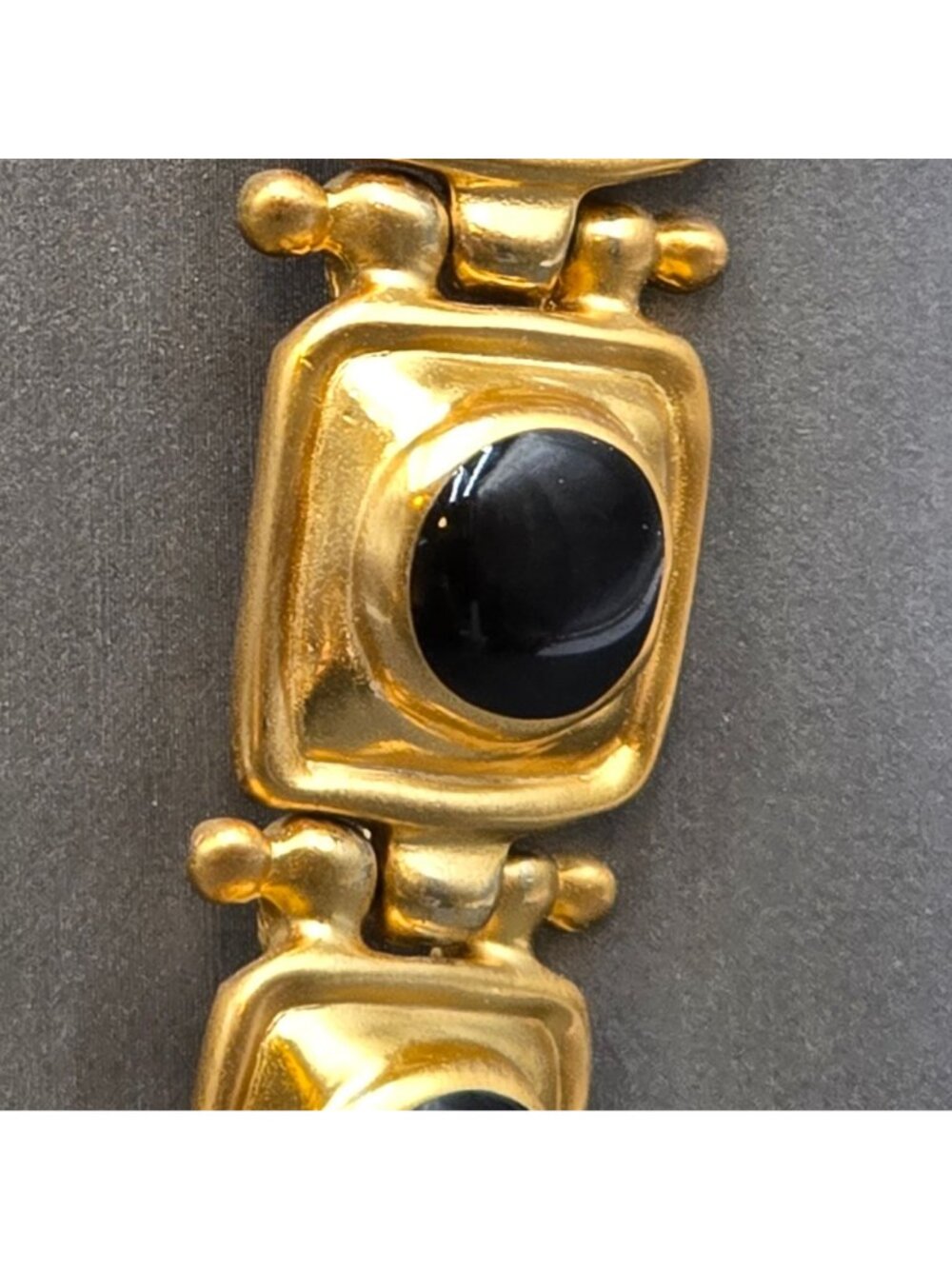 Victorian Revival Book Chain Statement Necklace 30" Gold Tone Black Glass - Picture 3 of 15